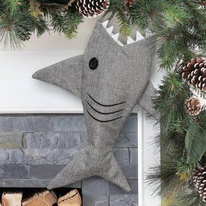Holiday Time Gray Shark Christmas Stocking with Teeth, 20"